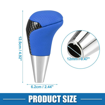 Carbon Fiber Gear Shift Knob for Toyota - Punched Faux Leather, Blue