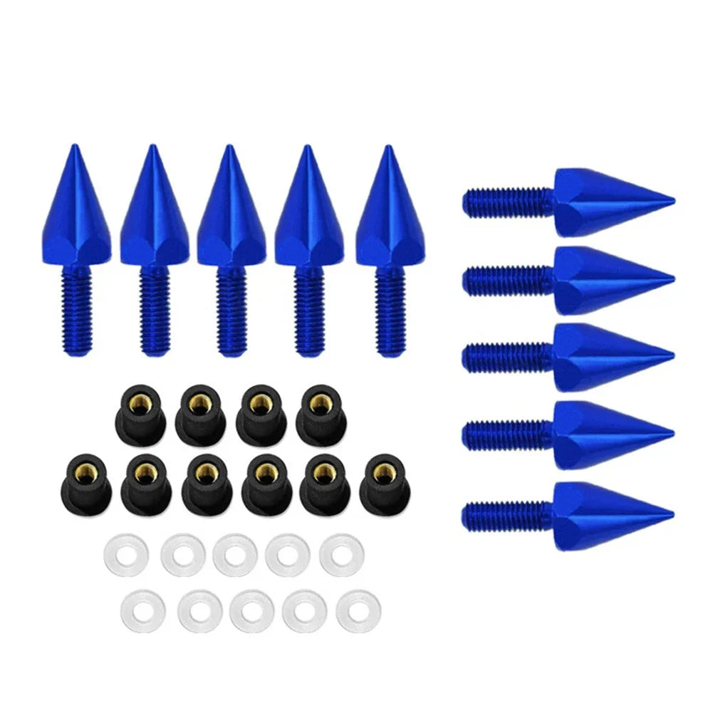 10Pcs Blue Windshield Screws & 5MM Bolts for Motorcycle