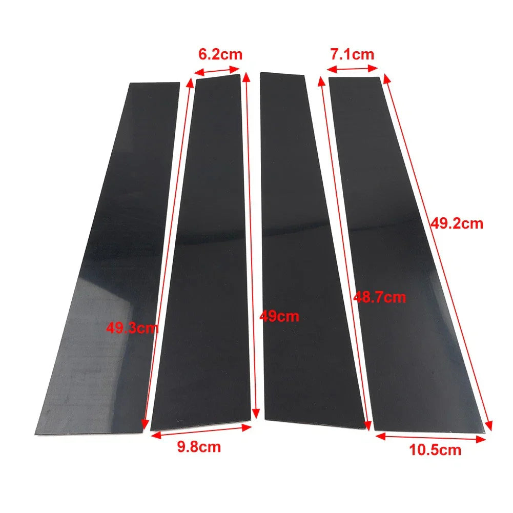Pillar Post Set Door Window Trim Covers Gloss Black for Dodge Ram 1500 (19-24)