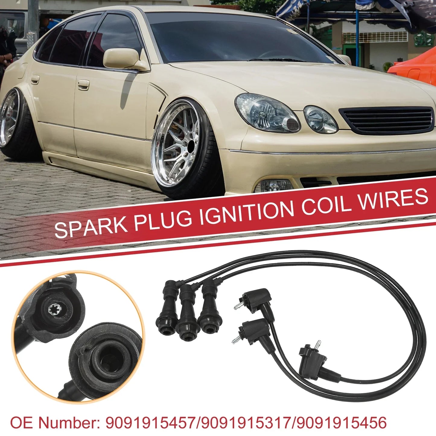 3 x Spark Plug Wire Ignition Coil Cables for Lexus GS300 IS300 (2001-2005)