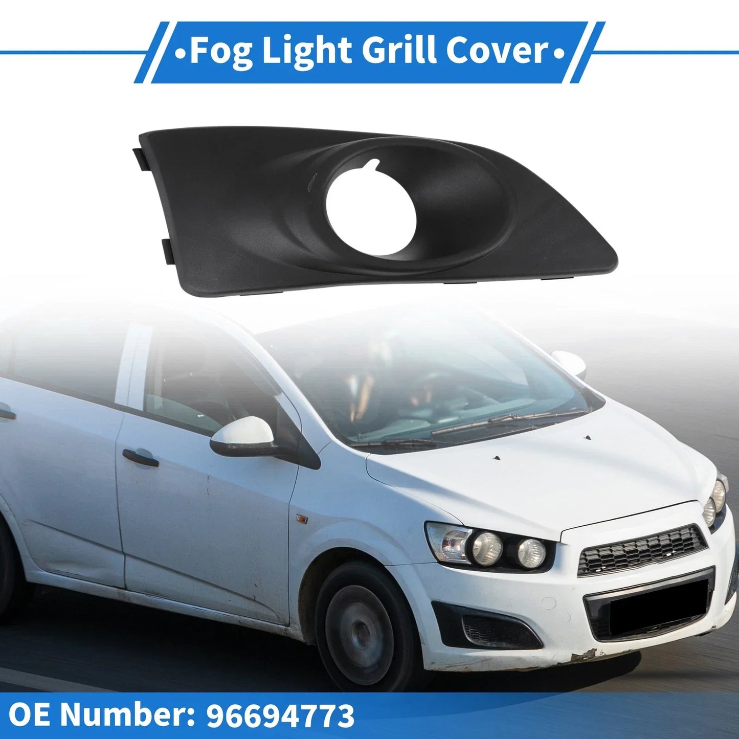 Front Right Fog Light Grill for Chevrolet Aveo (2011-2014) Black 1 x Piece