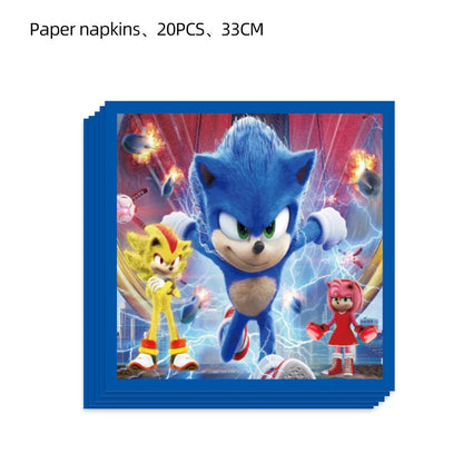 51pcs Sonic Birthday Party Supplies - Tablecloth, Plates, Napkins, Cups
