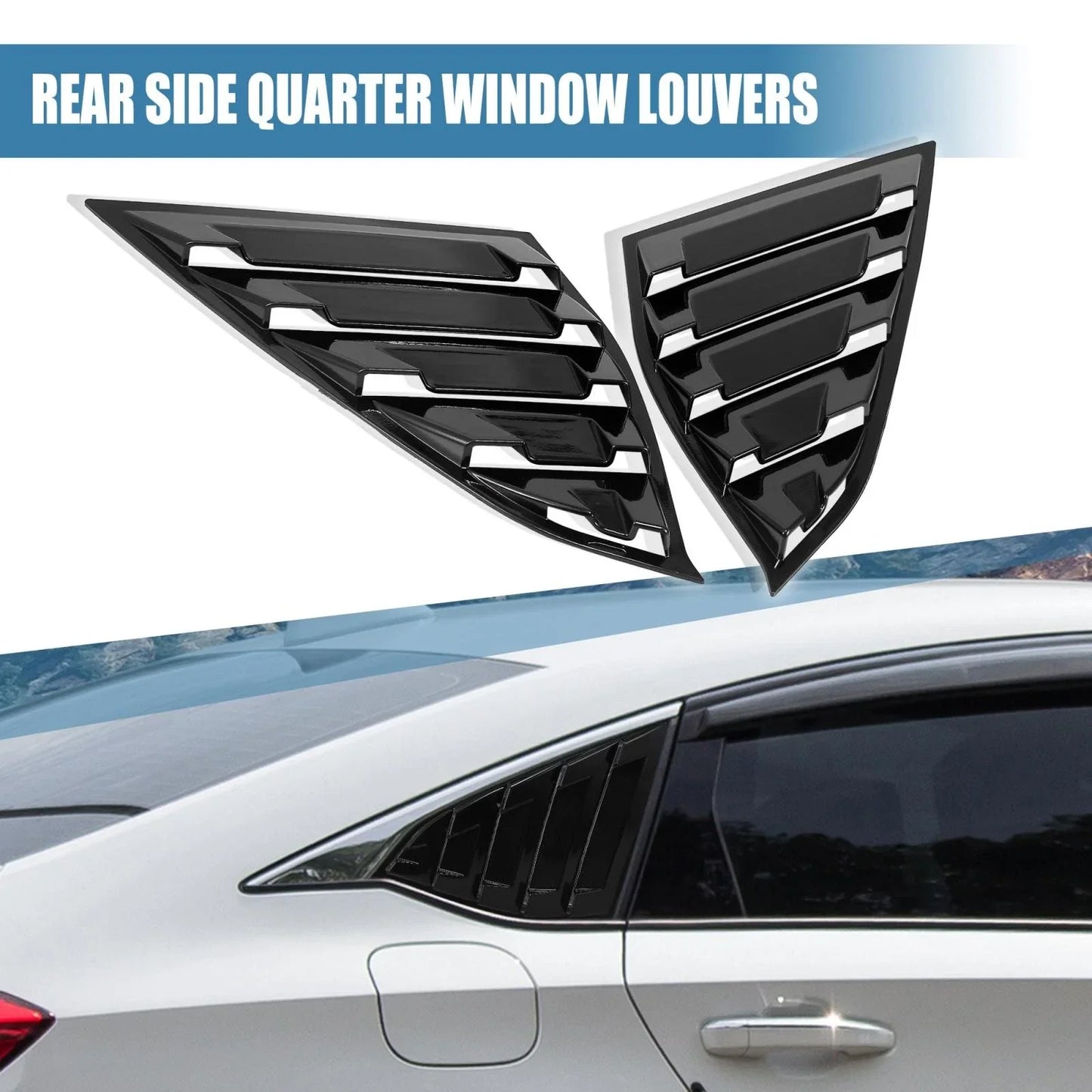 Glossy Black Rear Quarter Vent Window Scoop Louvers for Honda Accord (2018-2021)