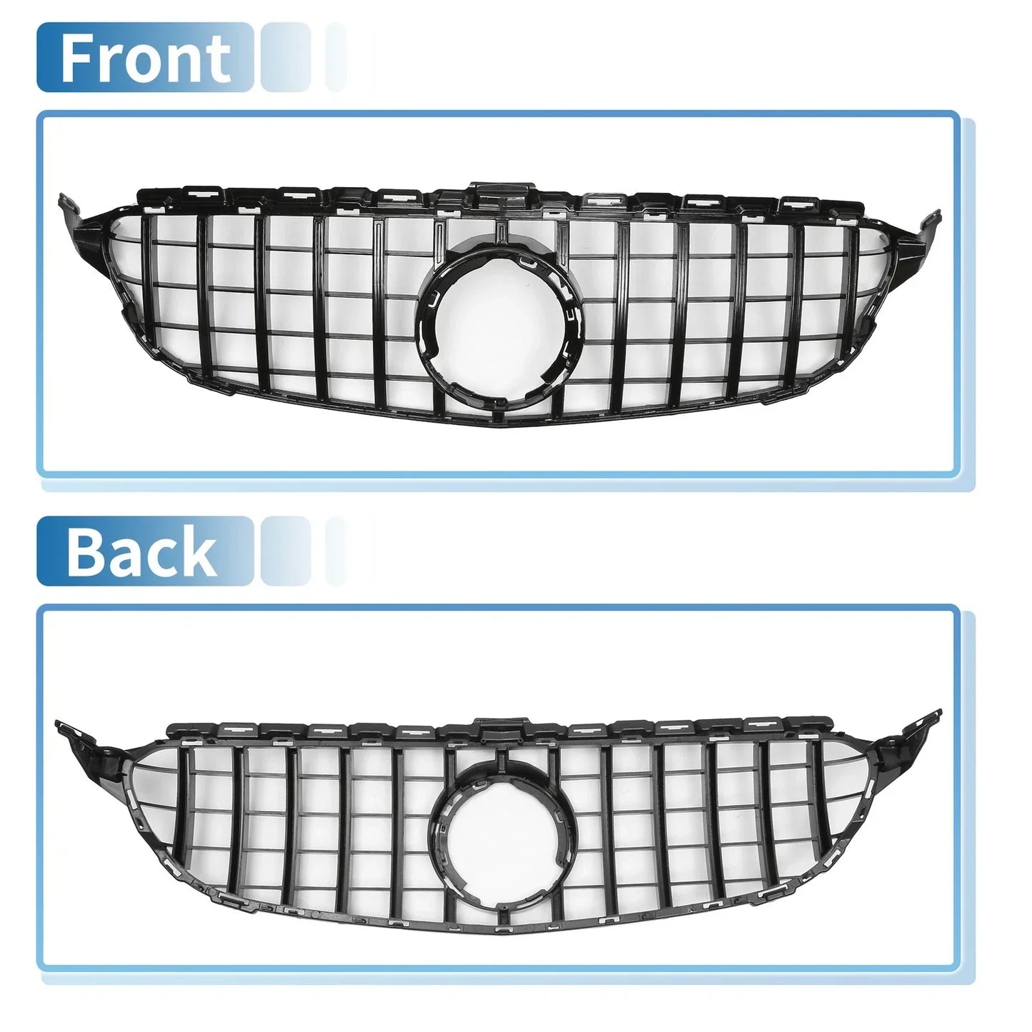 Front Upper Bumper Grille for Mercedes-Benz C250 2013-2016 Black Grills