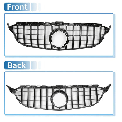 Front Upper Bumper Grille for Mercedes-Benz C250 2013-2016 Black Grills