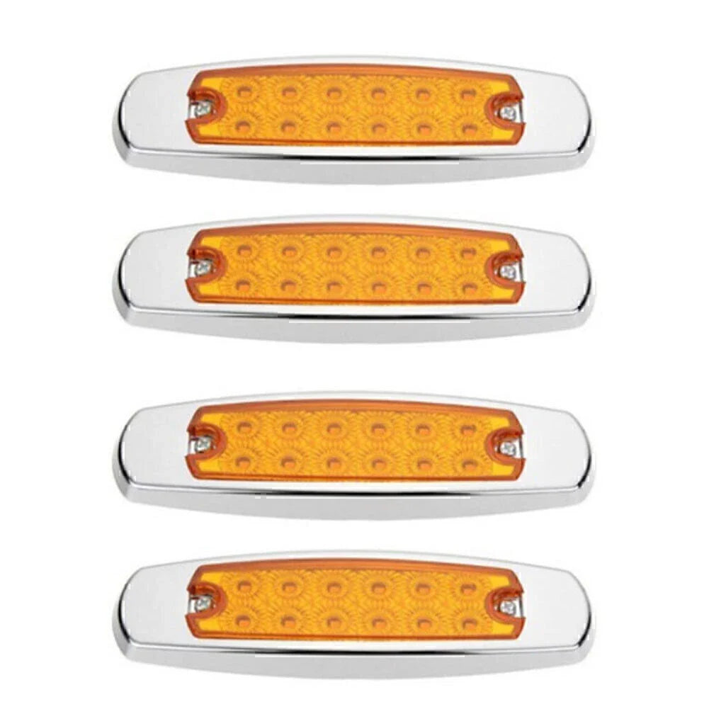 4 x Amber 12 LED Side Marker Lamps for Freightliner Truck Trailer Lights