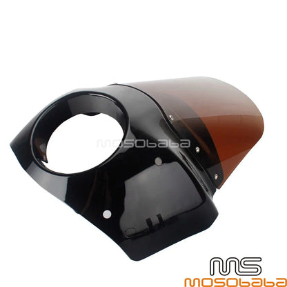 15" Smoke Windshield + Headlight Fairing + Blocks for Harley Dyna
