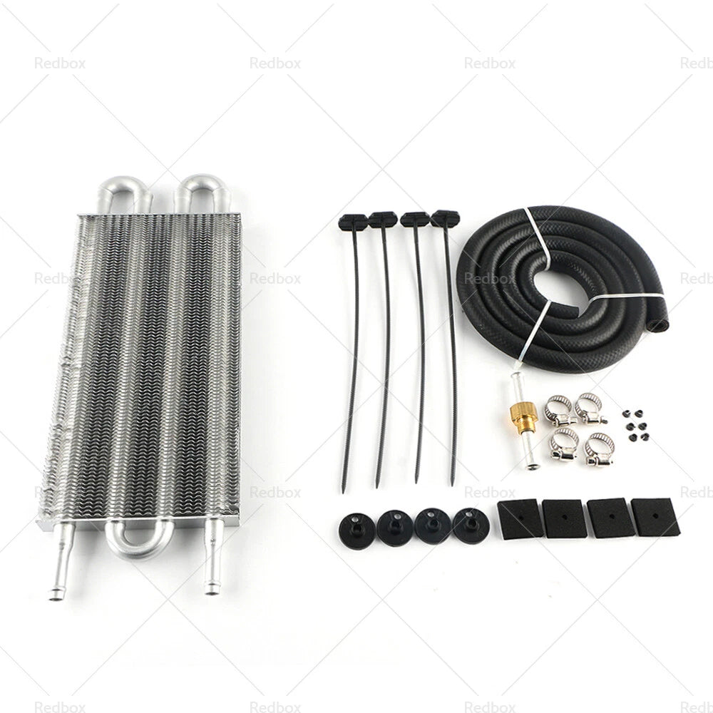 4 Row Transmission Oil Cooler Radiator + Hose Mounting Kit for Universal Cars
