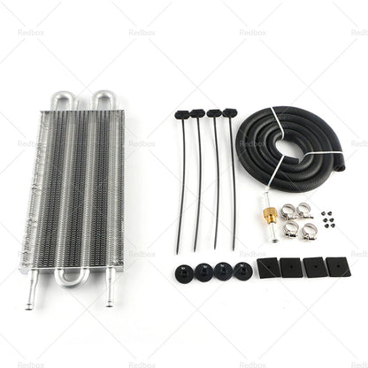 4 Row Transmission Oil Cooler Radiator + Hose Mounting Kit for Universal Cars