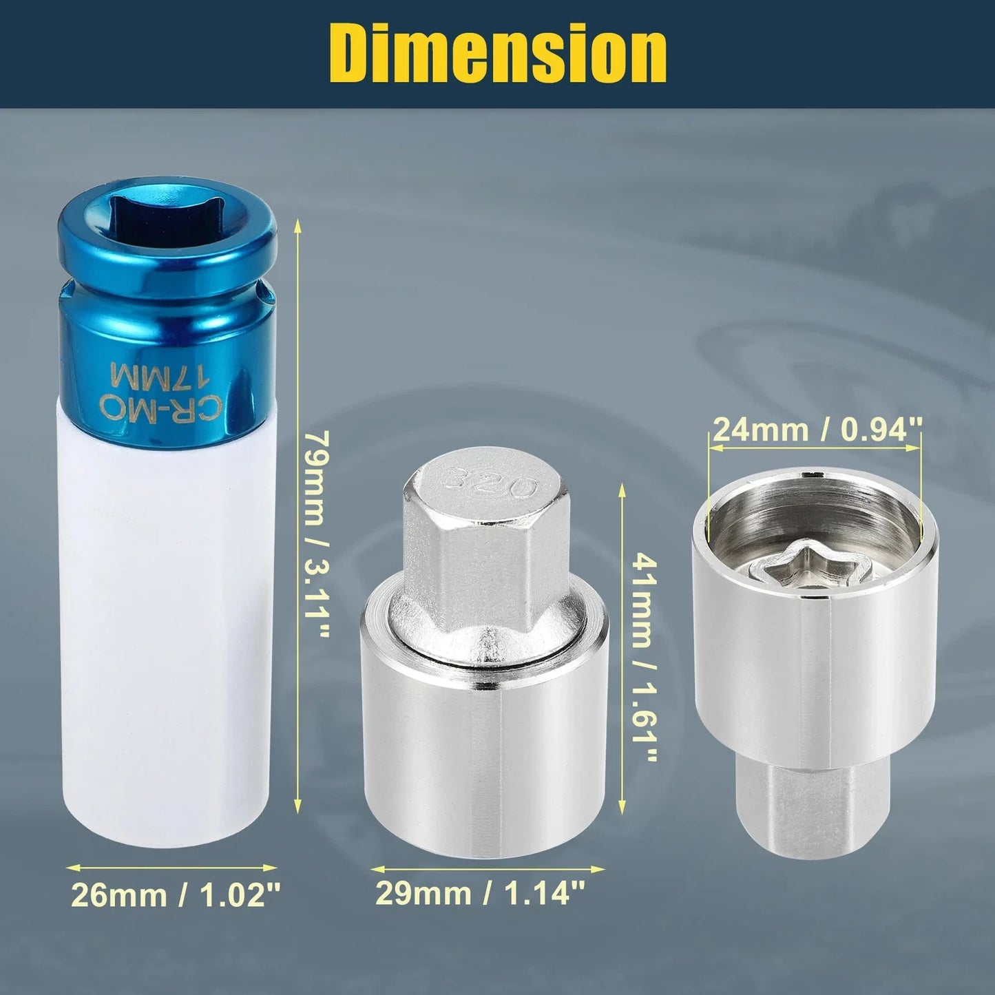 320 Wheel Lock Lug Nut Set with Protector Socket for Mercedes Benz