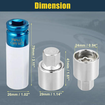 320 Wheel Lock Lug Nut Set with Protector Socket for Mercedes Benz