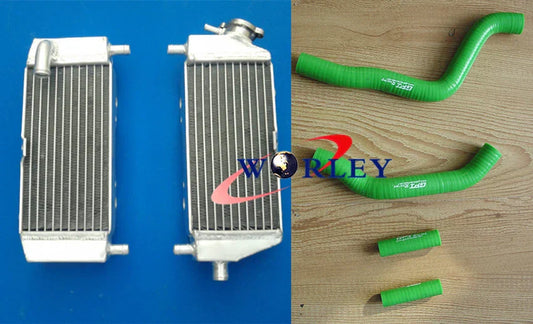 Aluminum Radiator + Green Hose for Kawasaki KX125 (2003-2008)