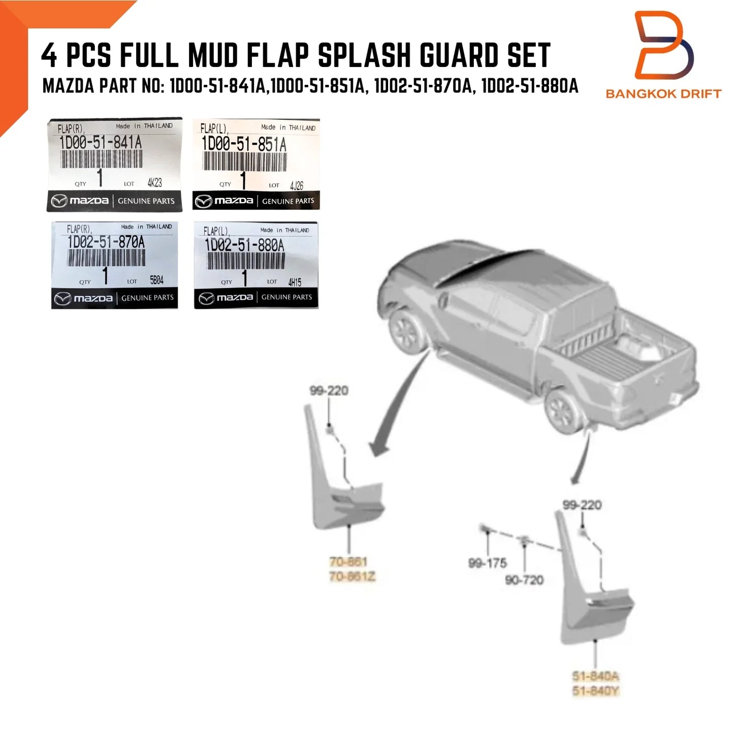 Genuine Mud Flap Splash Guards 4WD for Mazda BT-50 (2012-2020)