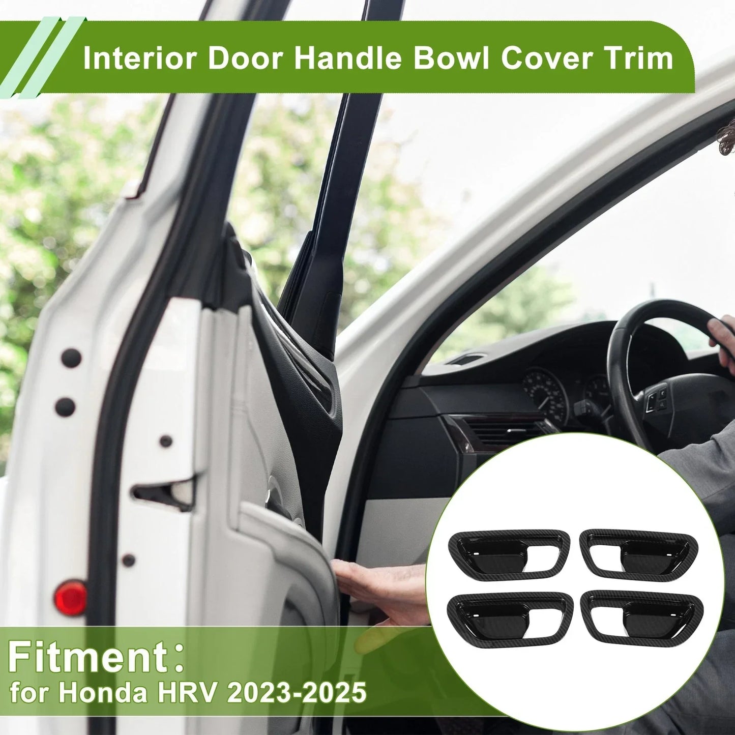 Interior Door Handle Bowl Cover Trim for Honda HR-V (2023-2025) Carbon Fiber