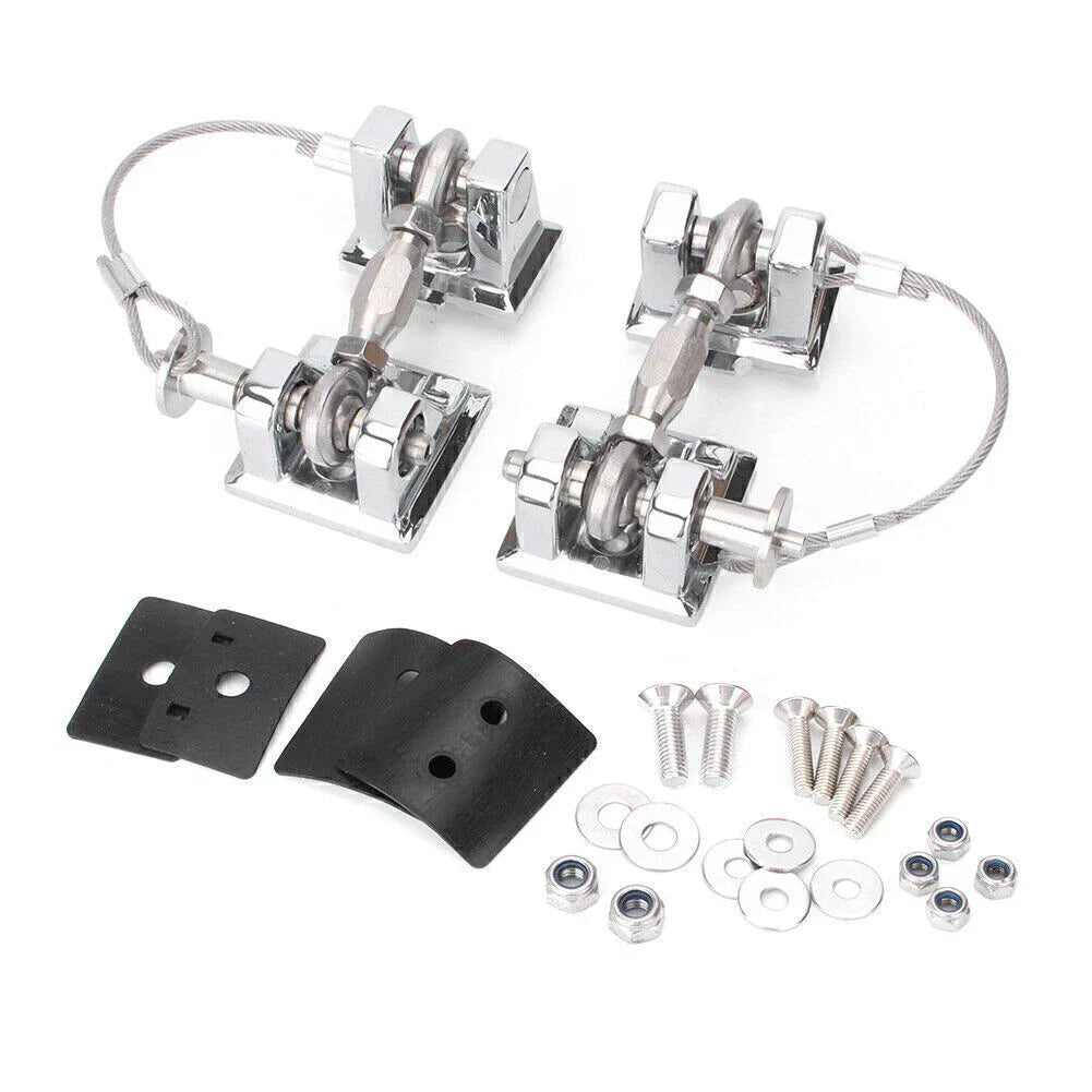 Hood Catch Lock Latches Kit Red/Chrome for Jeep Wrangler JK (2007-2017)