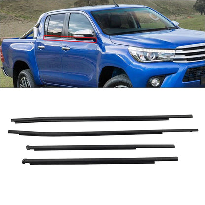 4pcs Outer Door Belt Moulding for Toyota Hilux Revo (2015-2023) Black