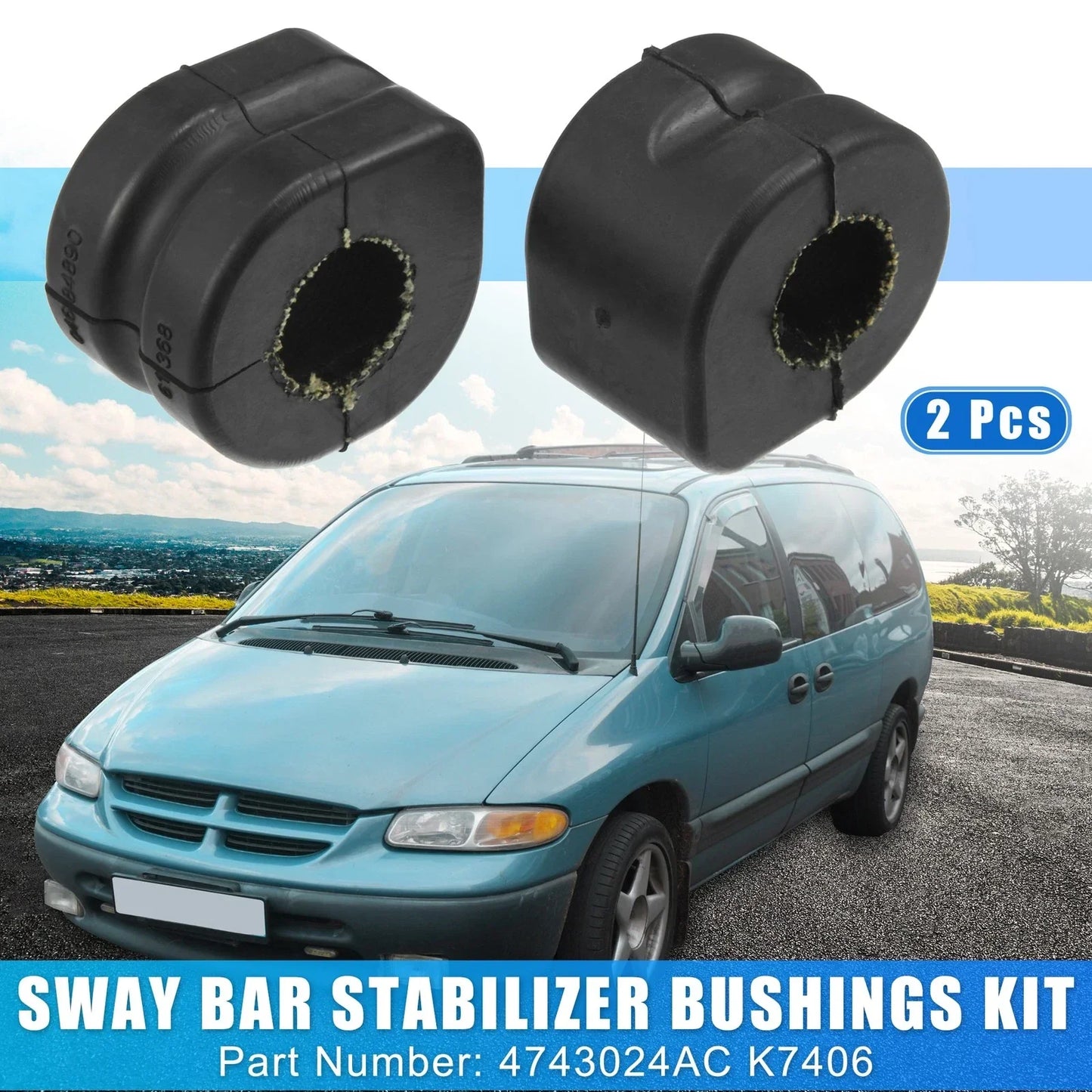 2 x Car Front Stabilizer Bar Bushings for Chrysler Voyager & Dodge Caravan