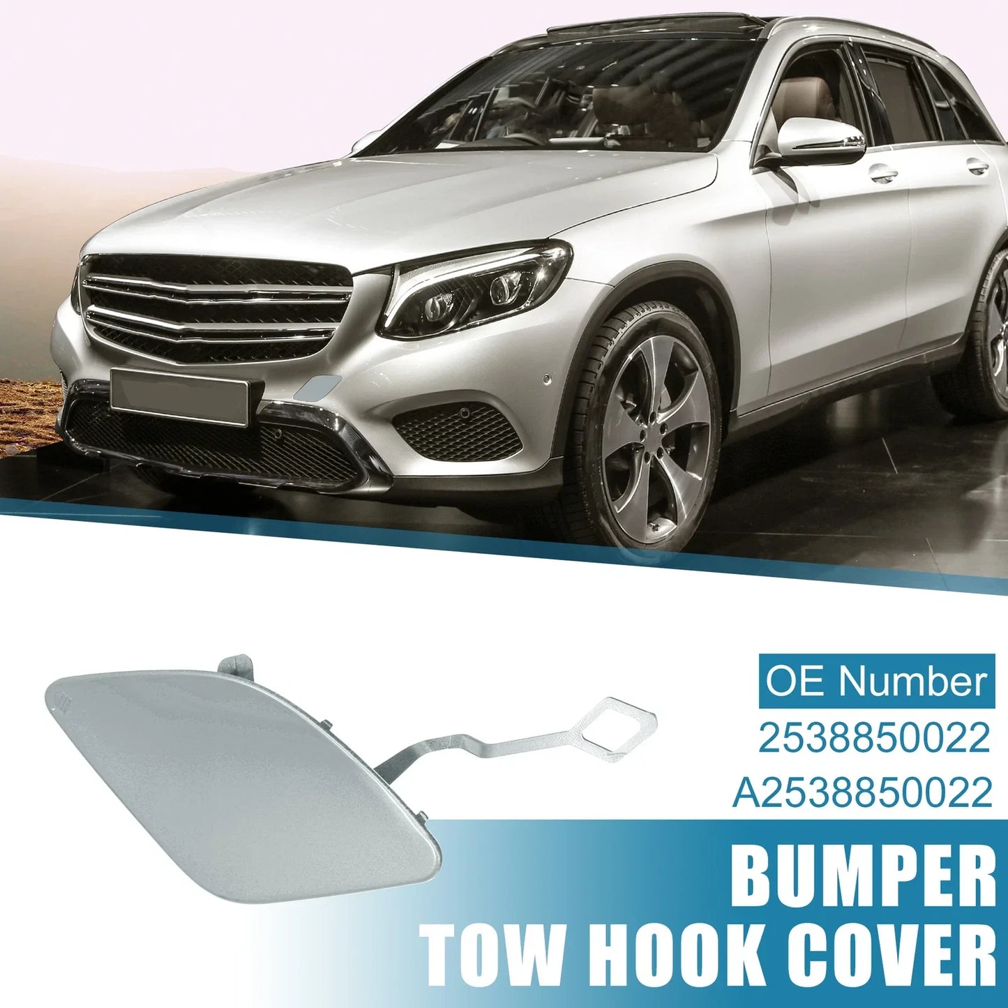 Front Bumper Tow Hook Cap for Mercedes-Benz GLC Class (2016-2023) Silver Tone