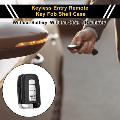 4 Button Key Fob Shell Case for Hyundai Sonata (2011-2015) Black Silver Tone