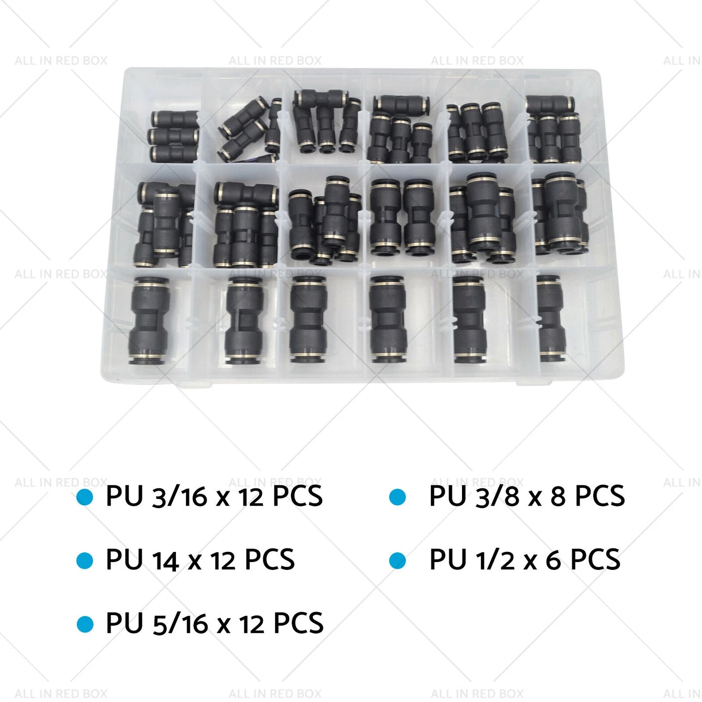 50pcs Quick Connect Pneumatic Push-in Air Line Hose Joiners