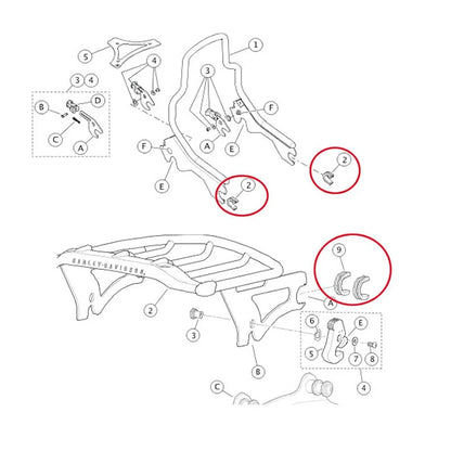 8x Rear Luggage Side Plate Mounting Grommet for Harley (2009-2023)