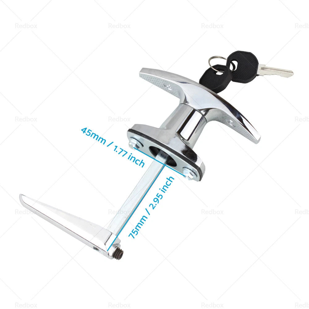 Chrome Rear Fixing T Handle Lock w/ Key for Trailer Caravan Toolbox