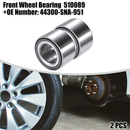 2 x Front Wheel Bearings for Honda Civic (2006-2011) Silver Tone