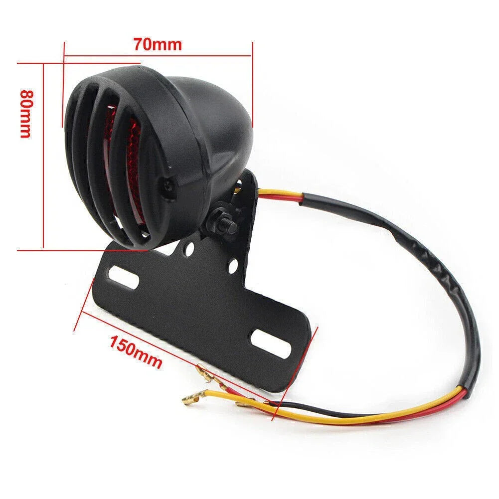 Grill Side Mount Tail Light License Plate Bracket for Cafe Racer Bobber Black
