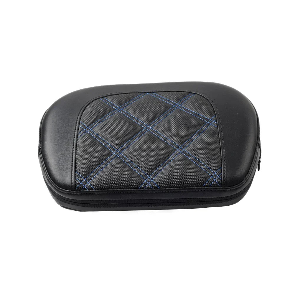 Passenger Sissy Bar Backrest Pad with Blue Stitching for Harley Electra Glide