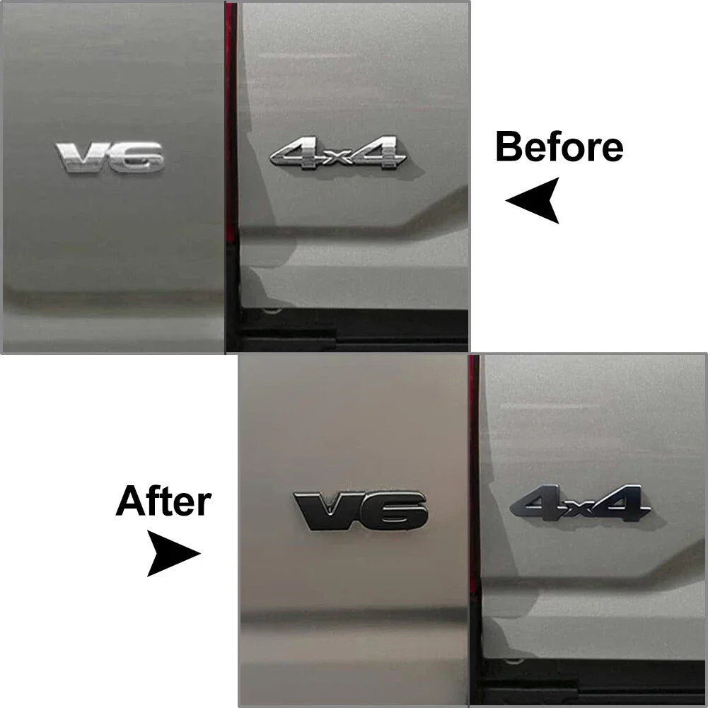 V6 4x4 3D Tailgate Emblem Badge Overlays for Toyota Tacoma, 4Runner, Tundra