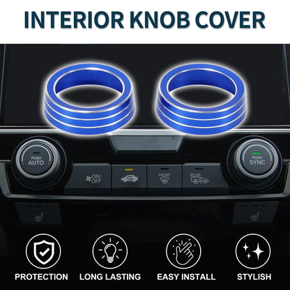 AC Climate Heater Switch Knob Cover for Honda Civic 10th Gen 2016-2020 Blue 2x