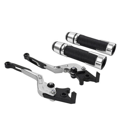 Silver Extendable Brake Clutch Levers & Handlebar Grips for Suzuki GSXR750