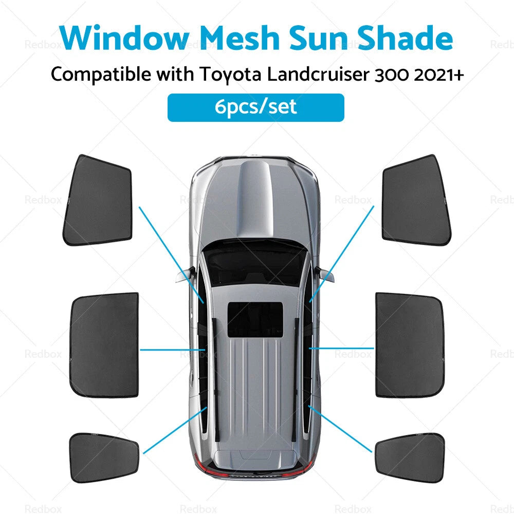6 x Window Mesh Sun Shades for Toyota Land Cruiser 300 (2021 - Present)