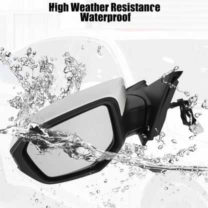 Left Side Exterior Door Mirror Assembly White for Honda Civic (2016-2021)