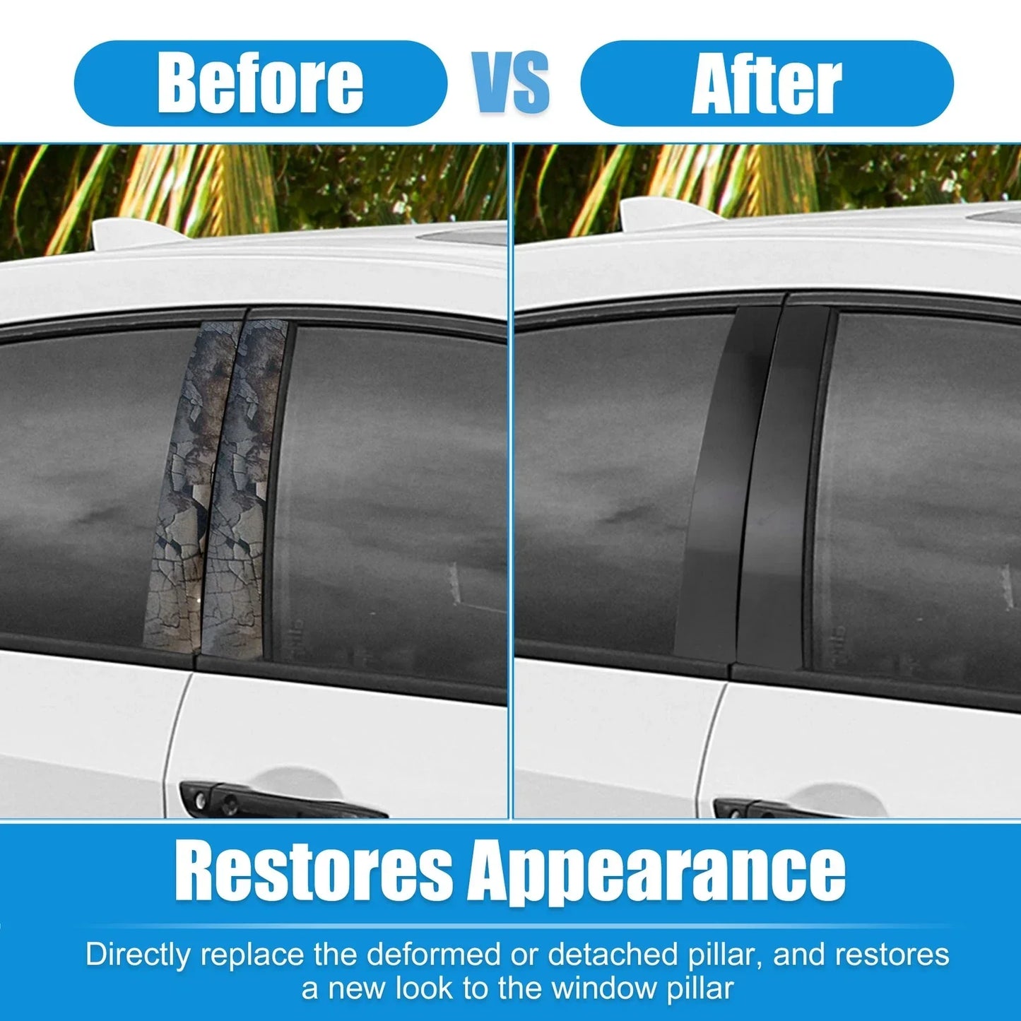 6 x Pillar Post Side Door Window Covers for Honda Civic Sedan (2016-2021)