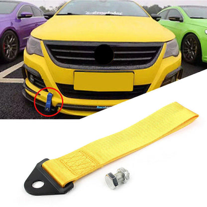Racing Car Towing Strap Belt Hook for Universal Rear/Front Bumper - Yellow