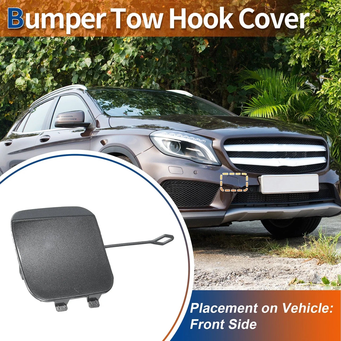 Front Bumper Tow Hook Cover for Mercedes-Benz GLA X156 (2014-2020) Gray