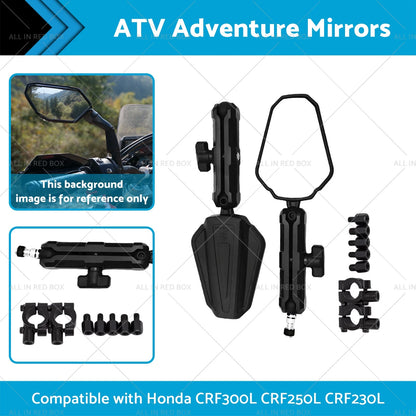 7/8" Handlebar Mount ATV Adventure Mirrors for Honda CRF300L 250L (2021-2023)
