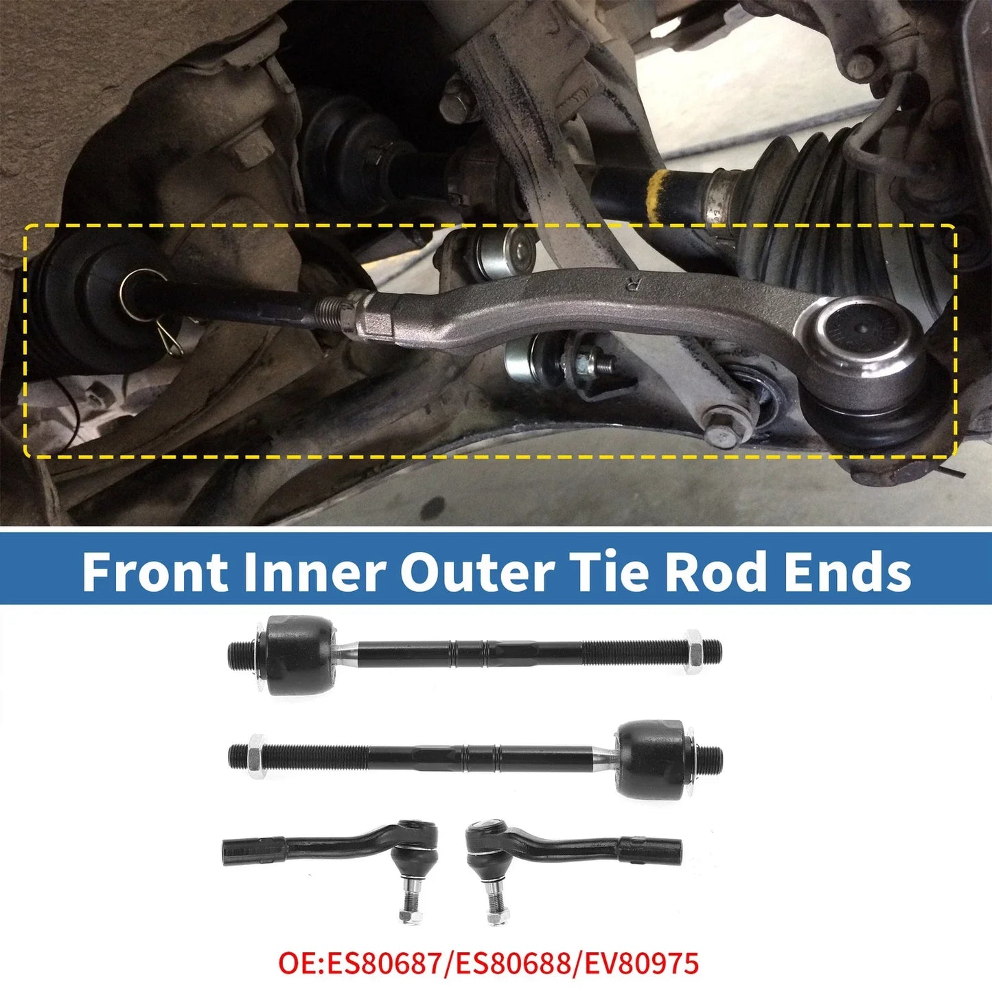 4pcs Front Inner Outer Tie Rod Ends for Mercedes-Benz C55 (2005-2006)