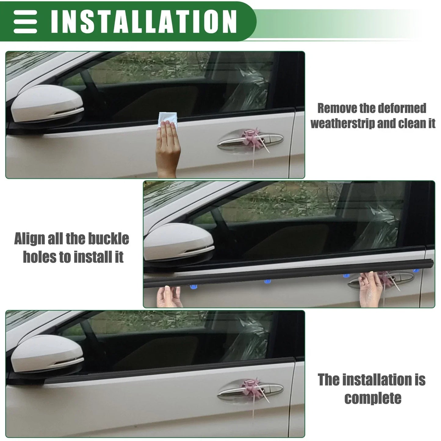 Window Weatherstrip Trim Seal Belt Kit Outer for Honda Civic (2012-2015)