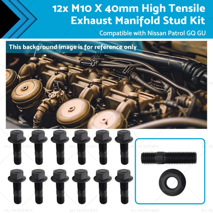 12x M10 x 40mm Exhaust Manifold Studs for Nissan GQ GU TD42 (1997-2007)