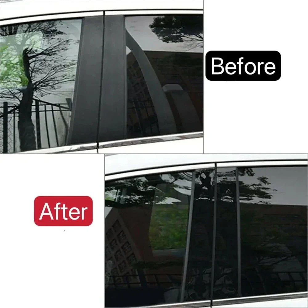 6 x Glossy Black Pillar Post Window Covers for Chevrolet Captiva (2009-2018)