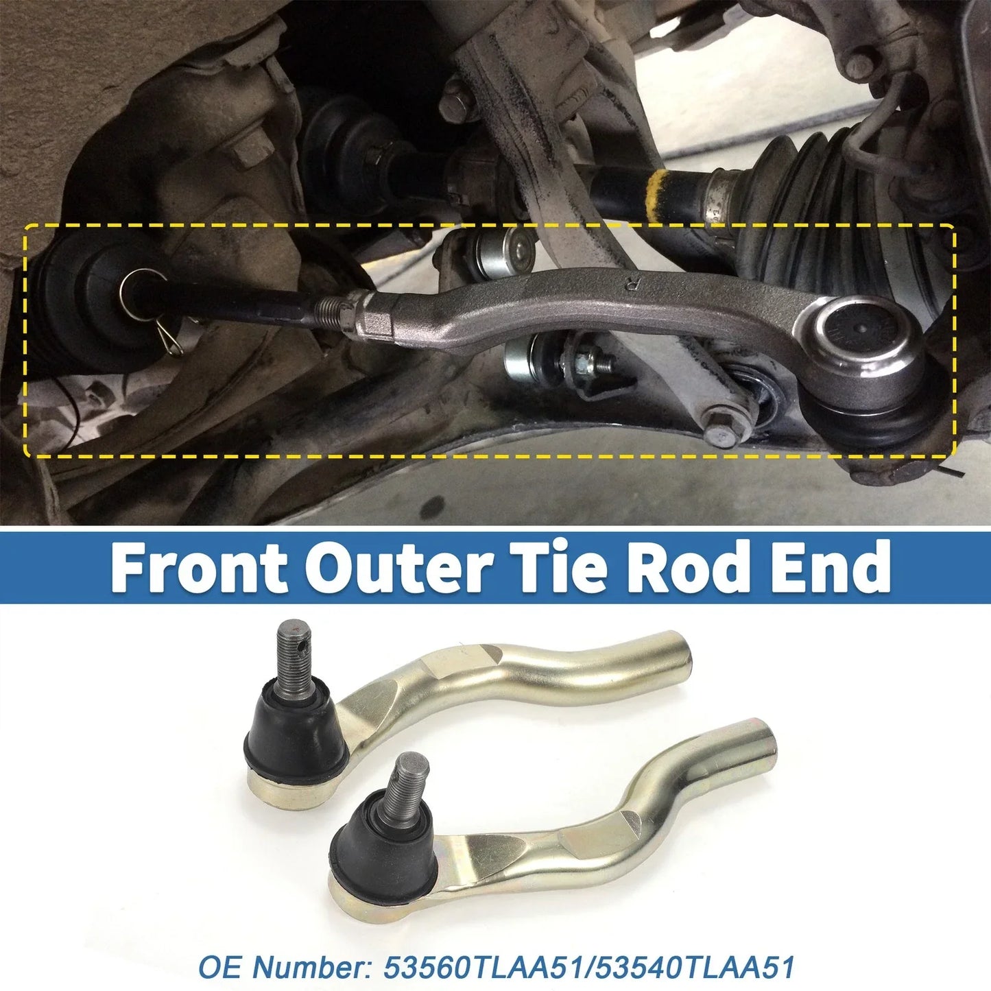 2 x Front Outer Tie Rod Ends for Honda CR-V (2017-2023)
