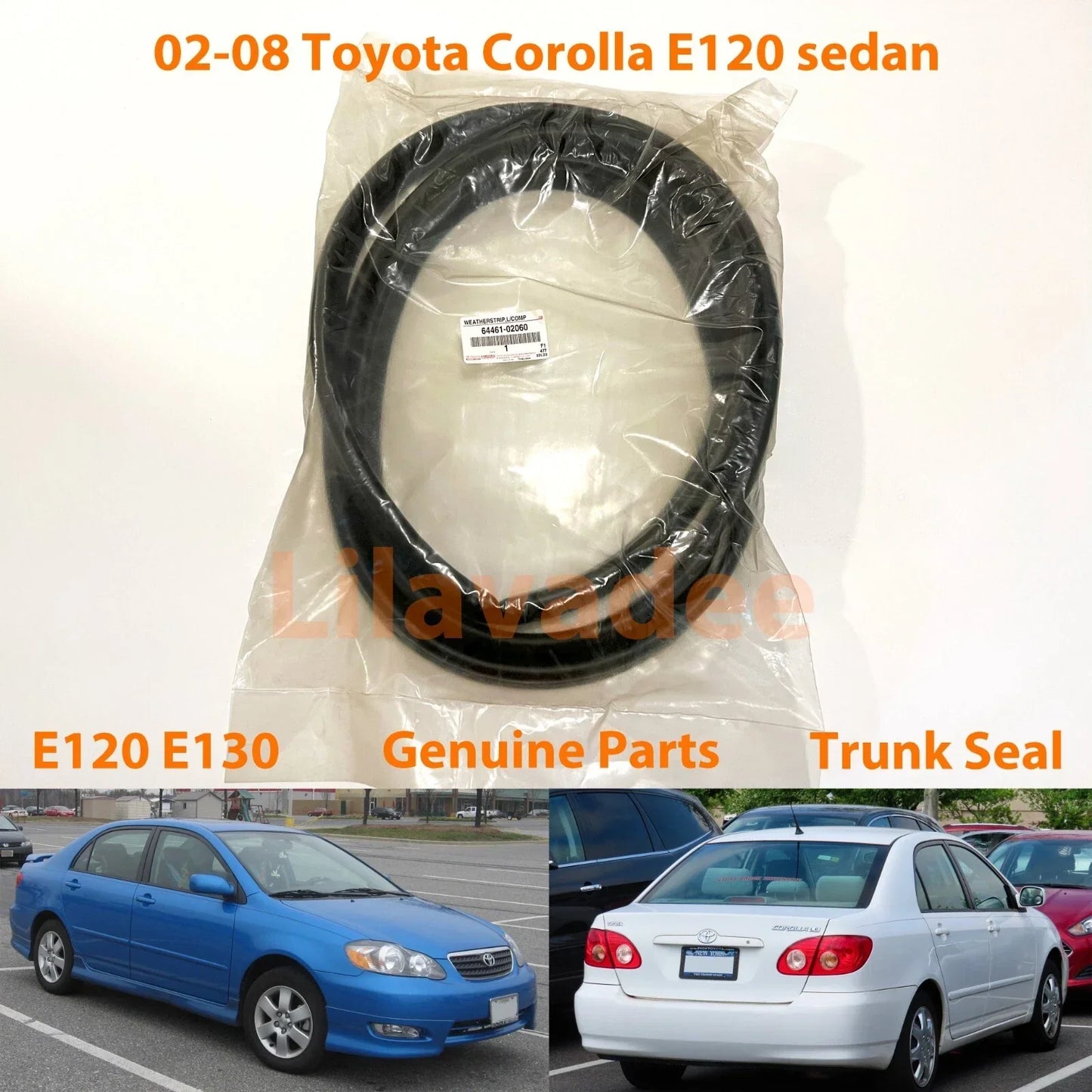 Toyota Corolla E120 E130 4D Sedan Trunk Lid Weatherstrip Rubber Seal