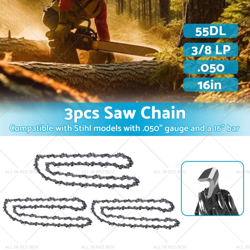 3 x Chainsaw Chain for Stihl 16" Bar .050 Gauge 3/8 LP (Various Years)