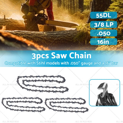 3 x Chainsaw Chain for Stihl 16" Bar .050 Gauge 3/8 LP (Various Years)