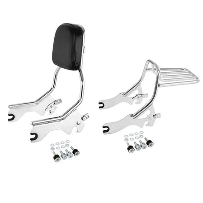 Chrome Sissy Bar Backrest & Luggage Rack Docking Kit for Harley Softail (18-25)
