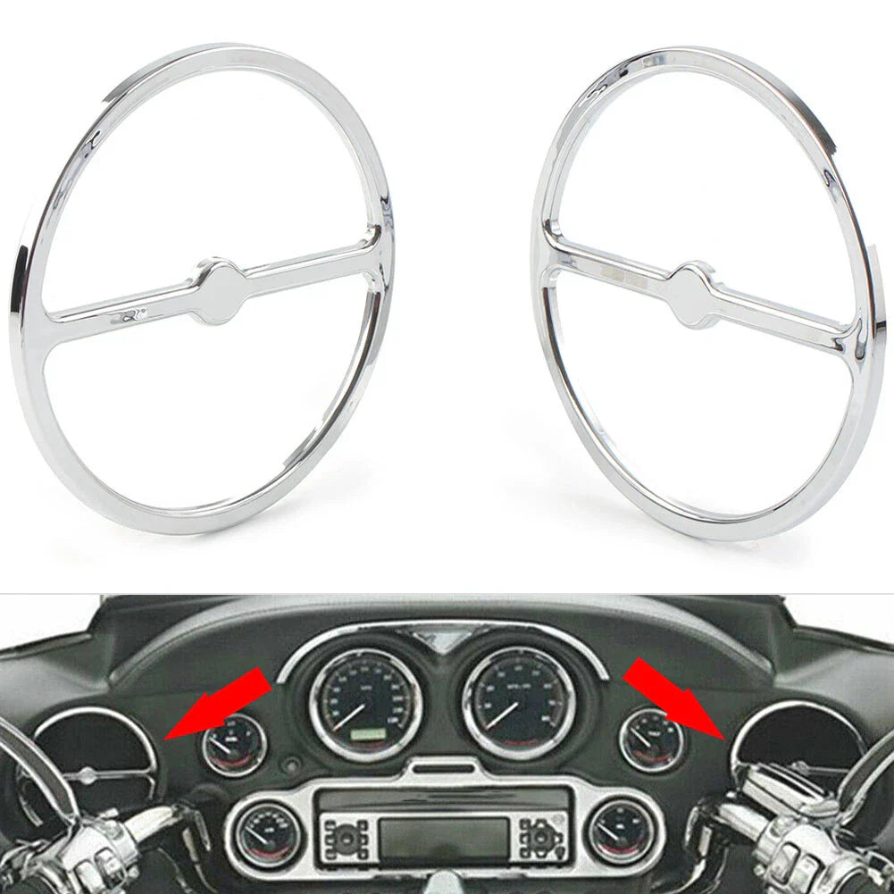 Chrome Speaker Trim Ring Covers for Harley Electra Tri Glide (2014-2023)