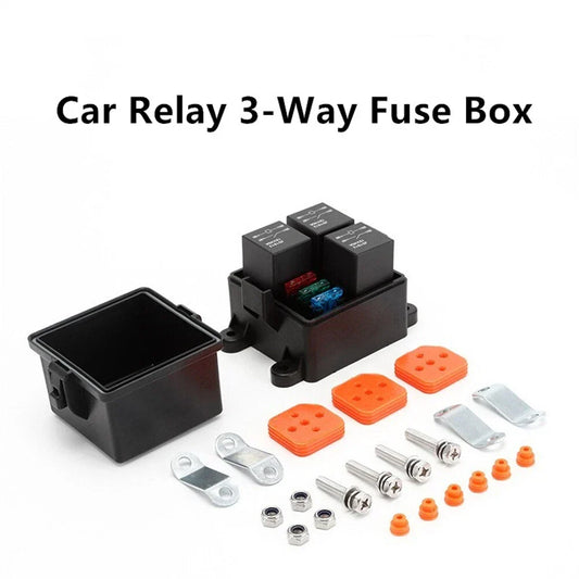 3-Way Fuse Relay Box Kit with 5-Pin 40A Relays & Fuses for Car Truck