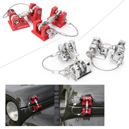 Hood Catch Lock Latches Kit Red/Chrome for Jeep Wrangler JK (2007-2017)